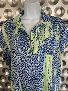 Camisa de golf DKNY para mujer manga XL blanca azul verde elástica - Imagen 1 de 11
