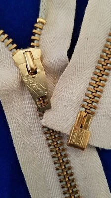 Винтажный 1965/"CONMATIC США CONMAR" молнии #5 металлический латуни 20,75" разделения/L.bge. хлопок - Изображение 1 из 4