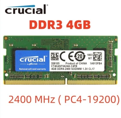 CRUCIAL DDR4 4GB 2400 MHz PC4-19200 Laptop 260-Pin SODIMM Notebook Memory RAM  - Image 1 of 4