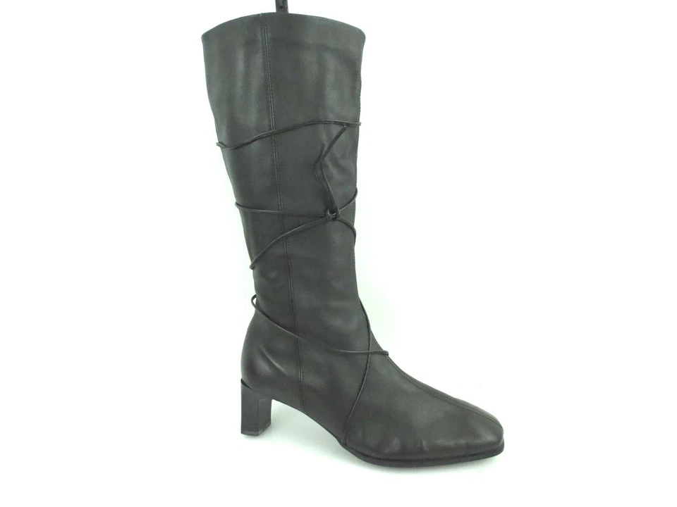 Botas para mujer RIEKER de cuero negro tacones hasta la rodilla forradas de lana talla US 7,5 [A43] Foto 1 de 4