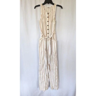 女式 American Eagle 亚麻混纺连身裤小号无袖整体吊带 — 第 1/4 张图片