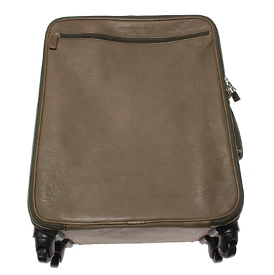 Maleta con ruedas de cuero Luciano Barbera nueva sin etiquetas en verde oliva liso Foto 1 de 4