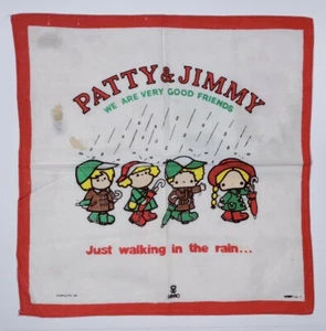 VTG 1970s Sanrio Patty & Jimmy 10.5" Handkerchief (made in Japan) Fabric Rare - Picture 1 of 5