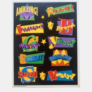 Vintage Hallmark Amazing Jammin Bravo Excellent Sticker Sheet - Picture 1 of 2