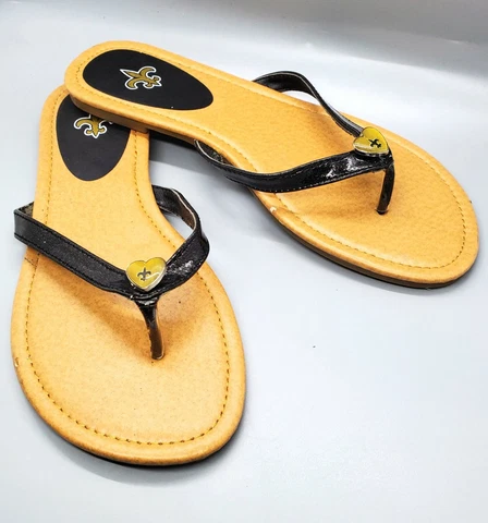 New Orleans Saints Women's Fleur De Lis Glitter Sandals Flip Flops Cover