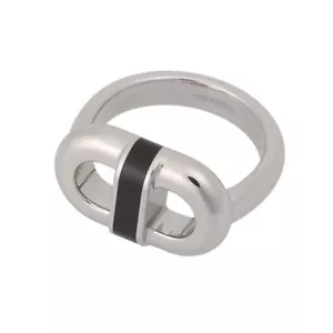 HERMES Ring Men Women Sur Mer Ring Silver925 Silver*Black - Picture 1 of 12