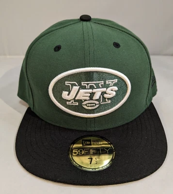 Gorra ajustada New Era New York Jets talla 7 1/2 NFL negra verde NUEVA Foto 1 de 4