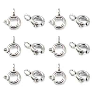 50pcs Stainless Steel Spring Clasps Close Smooth Ring Connector 9x7.2mm - Image 1 of 4