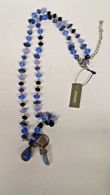 CHICO'S BLUE LAPIS AND QUARTZ ENGERY 水晶银色项链 全新带标签 — 第 1/3 张图片