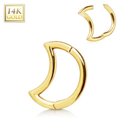 Anillo Clicker Luna Media Luna Oro Sólido 14K Piercing Oreja Daith Helix Tragus Torre Foto 1 de 3