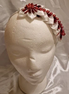 White And Red Handmade Hair Band For Girl And Women  - Picture 1 of 6
