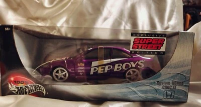 Coche Hot Wheels Honda Civic SI Super Street Pep Boys púrpura escala 1/18 Foto 1 de 4