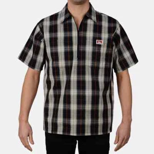 Camisa Ben Davis Manga Corta Cuadros 1/2 Cremallera Negra Crema - Imagen 1 de 1