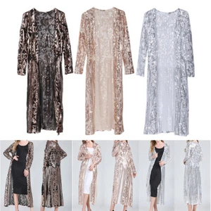 Women's Sequin Long Sleeve Coat - Picture 1 of 10