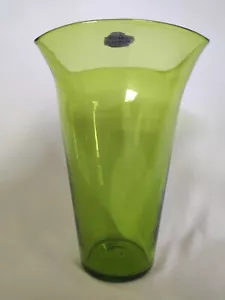 BLENKO CUBO DE HIELO JARRÓN VERDE DE COLECCIÓN PEGATINA ARTESANAL DÉCADA 1940 Jarrón acampanado - Imagen 1 de 7