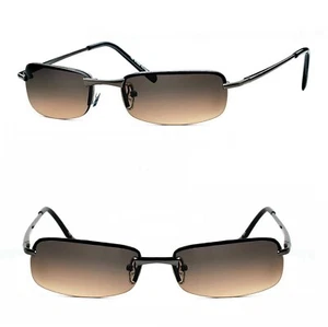 Schmale Herren Sonnenbrille Metall Brille Rechteckig Agent Smith UV400 Braun M5s - Bild 1 von 1