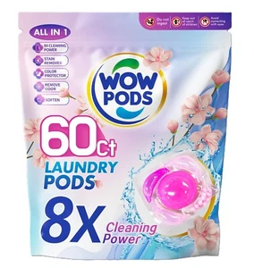 Laundry pods, 60 Washes (60ct), 8X Cleaning Power, (Sakura scent) - Picture 1 of 5