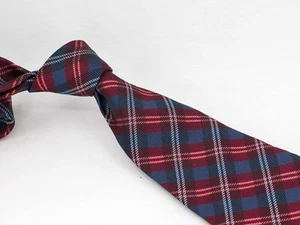 Brooks Brothers Makers and Merchants Silk Tie Burgundy Navy Plaid Designer Tie - Picture 1 of 5