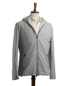 Kiton $7,720 NWT Light Blue Performance Fabric Blouson Hooded Jacket (50 IT) M - Picture 1 of 6