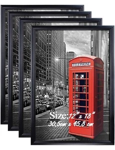 PETAFLOP 12"x18" Classic Black Frame Design for 12 x 18 Picture/Poster (4 Pack) - Picture 1 of 3