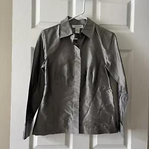 Alfani Sz 2 100% Silk Button Down Blouse Grey NWT ($59) - Picture 1 of 6