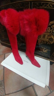 BOTAS ESCADA MUJER NUEVAS DE LUJO TALLA 7 ROJO Gamuza Foto 1 de 4