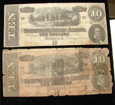 1864 $10 TEN DOLLAR RICHMOND CONFEDERATE STATES OF AMERICA CURRENCY BANK NOTE