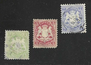 SELLOS BAVIERA #23a..26b -- (3) ESCUDO DE ARMAS, MARCA DE AGUA 93 -- 1870 -- USADO - Imagen 1 de 3