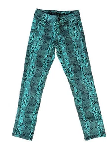 Pantaloni in pelle verde Justice Snake taglia 10R motivo skinny ragazze - Foto 1 di 6