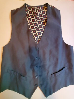 Chaleco Vintage Azul Marino Estampado Años 70 Geométrico  Foto 1 de 4
