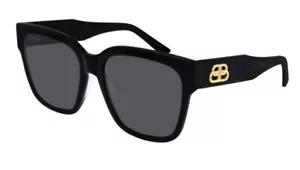 Balenciaga BB0056S 001 Black/Grey Square Full-Rim Women's Sunglasses - Picture 1 of 6