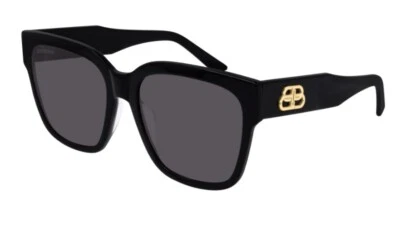 Balenciaga BB0056S 001女式黑色/灰色方形全边太阳镜 — 第 1/4 张图片