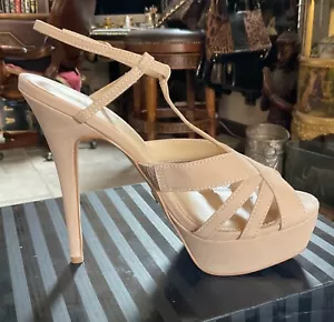 NEW Victoria's Secret Platform Heels Shoes Beige 8.5 T-Strap Stiletto - Picture 1 of 8