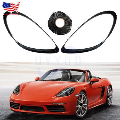 A Pair Headlight Cover For Porsche 718 Boxster/Cayman 982 2017-2022 Foto 1 de 4