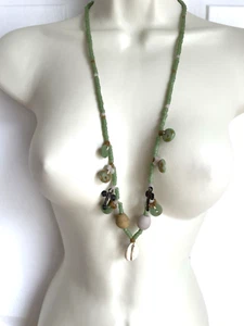 Collana donna vetro artistico riciclato argento sterling conchiglia nautica granchi unica - Foto 1 di 8