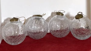 Restoration Hardware 4 Large 3” Clear Silver Crackle Glass Ornaments - Picture 1 of 8