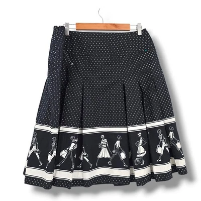 Falda Liz Claiborne Lunares Plisada Mujer Estampado Compras Negro Blanco Talla 14 Foto 1 de 4