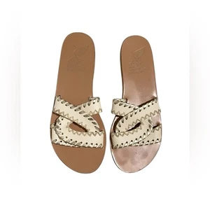 Ancient Greek Sandals - Desmos Stitch Cream and Tan Sandals 38 - Picture 1 of 6