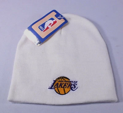 Gorro tejido clásico de Los Angeles Lakers LA NBA sin puños blanco talla única NUEVO Foto 1 de 4