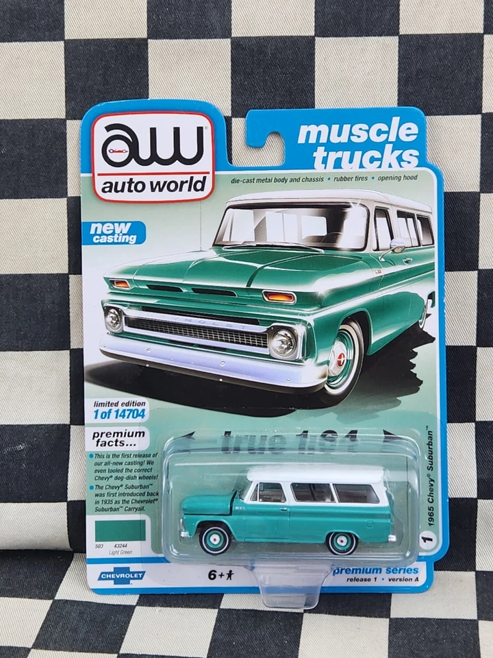 Auto World 1965 Chevy Suburban Light Green Diecast Model Car FREE POST AUST - Bild 1 von 1