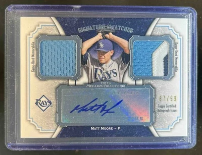 Parche doble reliquia firma Matt Moore Topps Museum 2012 automático RC #87/99 Foto 1 de 2