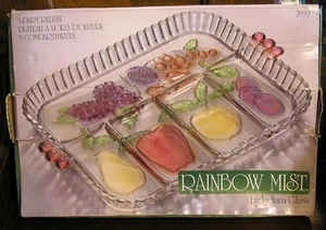 VINTAGE 1970's Rainbow Mist 5 PART RELISH TRAY By INDIANA GLASS w BOX - Picture 1 of 4