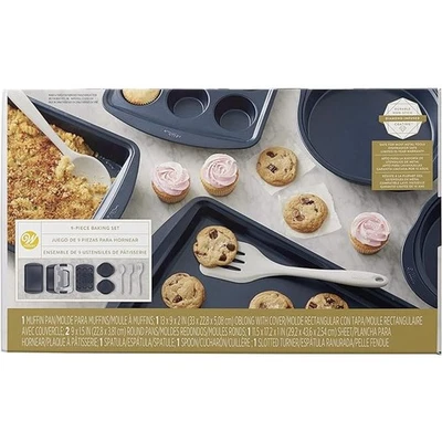 NEW Wilton Non-Stick Diamond-Infused Navy Blue Baking Set with Utensils(9-Piece) - Image 1 of 4