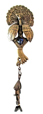 Mantón de pavo real tupú peruano agarre a mano pescado articulado 5" cobre años 20 Foto 1 de 4