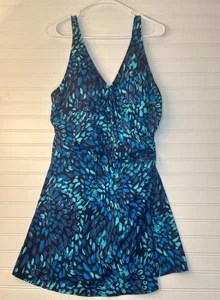 Vestido de baño D & Co Beach para mujer 16 fruncido con volantes azul aguamarina elástico - Imagen 1 de 9