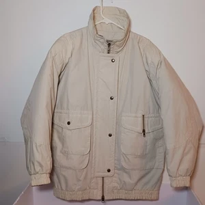 Vtg London Fog Full Zip Insulated Winter Bomber Coat Mens Sz M REG Ivory - Picture 1 of 7