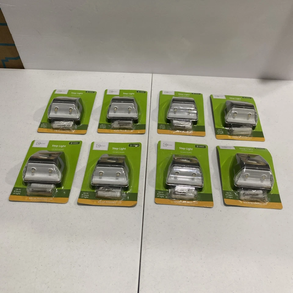 Lote de 8 luces de paso LED alimentadas por energía solar incluye batería Ni-MH 8 horas de luz Foto 1 de 4