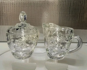 Anchor Hocking “Star of David” Creamer and Sugar Bowl with Lid Vintage EAPG - Picture 1 of 15
