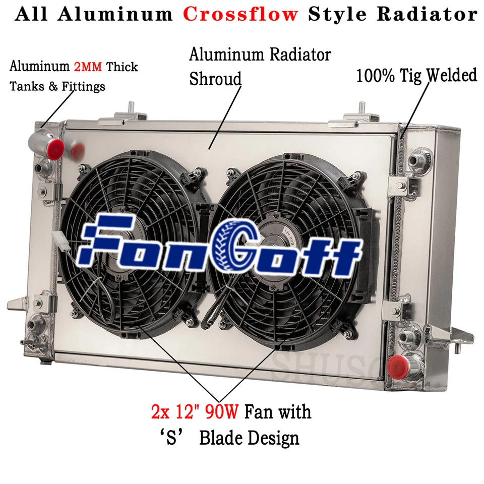 Ventilador de cubierta de radiador 4 filas apto para Land Rover Range Rover Discovery I II 1987-1998 Foto 1 de 4