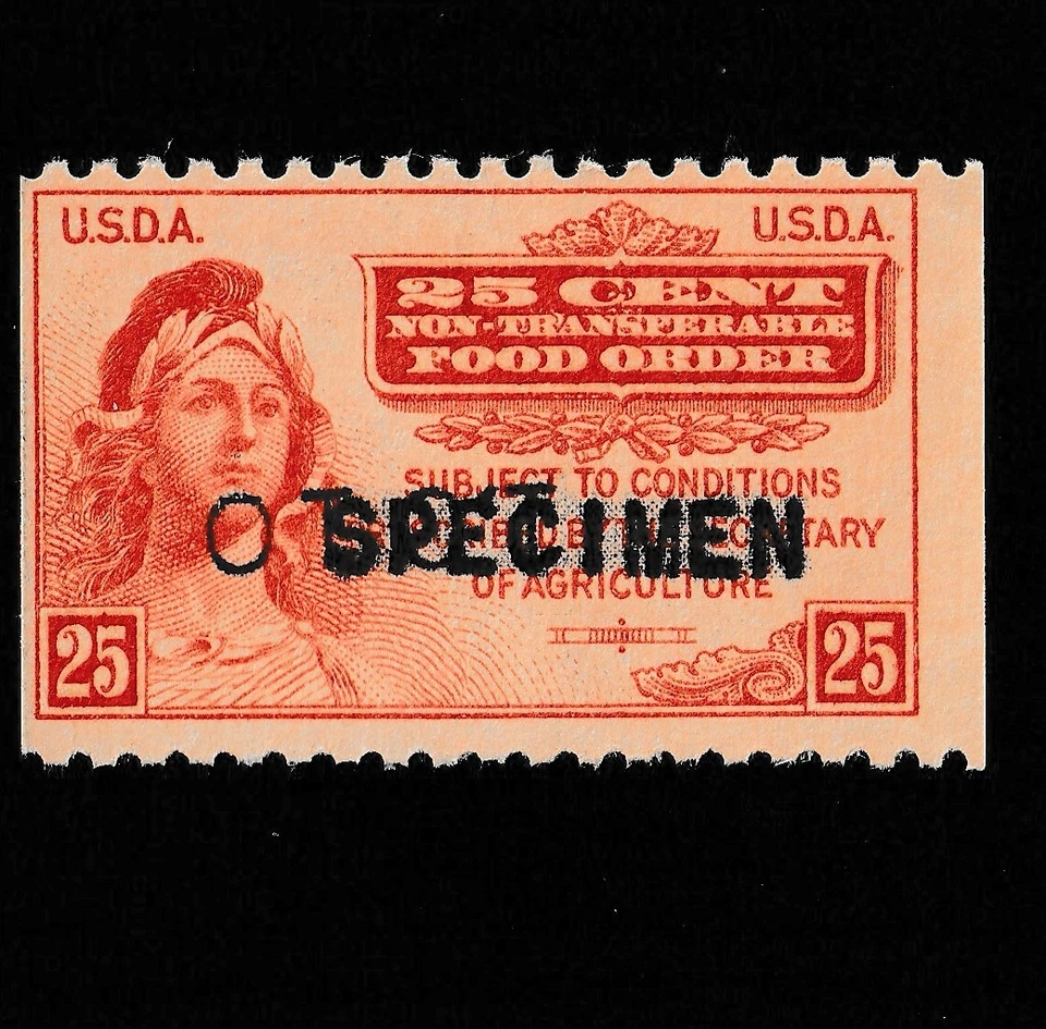 FOOD STAMP COUPON USDA TOKEN  stamp  ONE 25c ORANGE SPECIMEN - Image 1 of 4